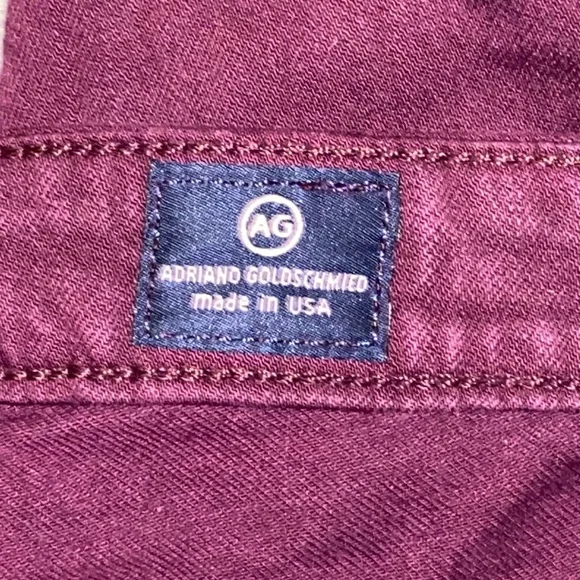 AG Adriano Goldschmied Size 28R The Stevie Ankle Slim Straight Leg Burgundy Jean - Picture 3 of 16